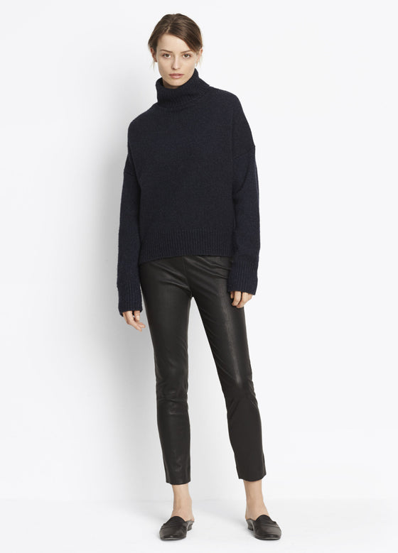 Vince Leather Legging, Flat front leggings crafted in luxe leather with a stitched front seam detail. 100% Lamb Black.