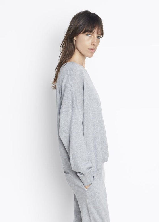 Crafted in soft, fine-rib cotton; drop shoulder sweater featuring a relaxed, rounded cut, and contrast rib knit neck, hem and sleeve cuffs.
