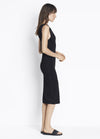 Vince Tank Dress, Form-fitting tank dress rib-knit in compact Italian yarns featuring contrasting fine-gauge rib side panels. Black.   