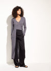 Vince Gray Mixed Rib Long Button Cashmere Cardigan
