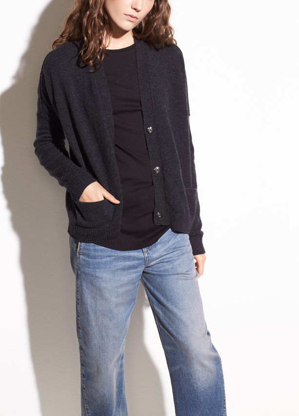 Vince Coastal Blue Snap Cashmere Cardigan found at PATRICIA in Southern Pines, NC