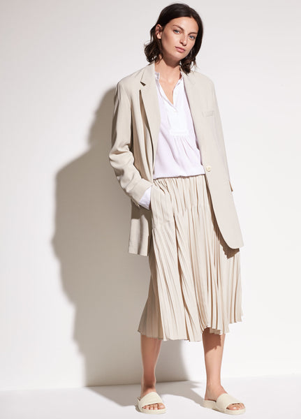 Cream pleated seamed skirt by Vince