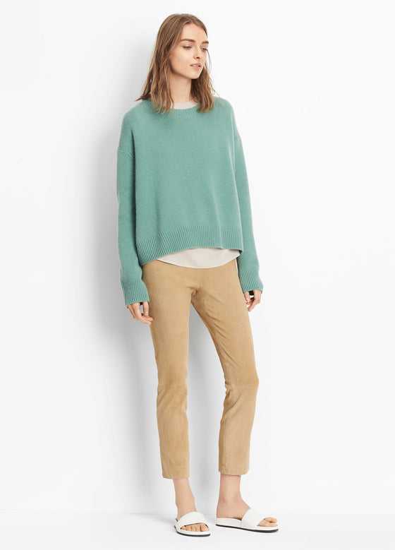 Vince Stretch Suede Split Hem Legging, Khaki