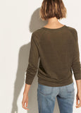 Rear view of women's raglan pullover