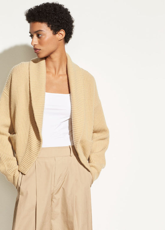 Vince cropped rib cardi with shawl collar found at Patricia in southern Pines, nc