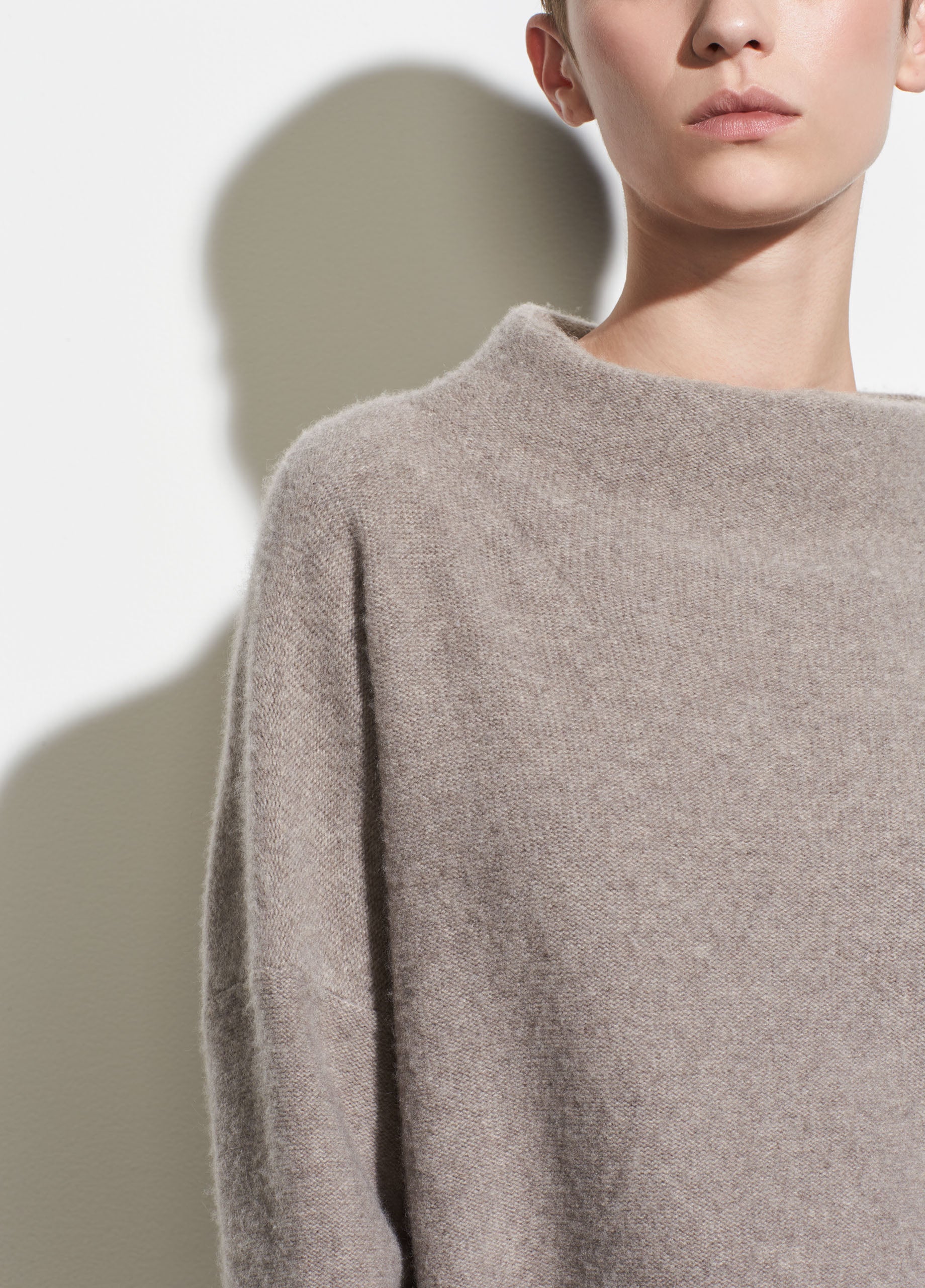 Vince Funnel Neck Sweater  Heathered Taupe