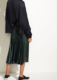Vince Chevron Pleated Skirt Forest Green