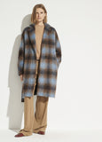 Vince belted blue/brown plaid coat with self tie found at Patricia in southern pines, NC