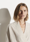 Vince Cashmere Wrap Front Pullover in black or heathered oat found at PATRICIA in Southern Pines, NC