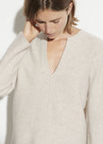 Vince felted cashmere split neck sweater in heathered oat found at Patricia in Southern Pines, NC