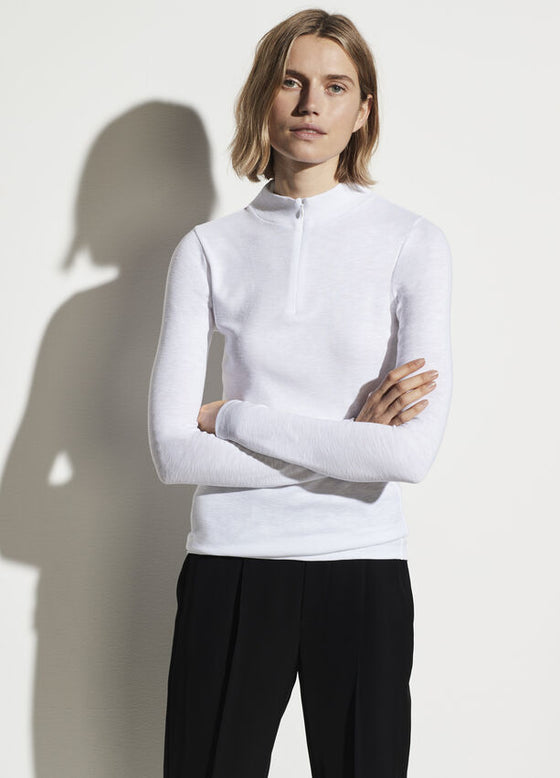 Vince Long Sleeve Half Zip Mock Neck Pullover