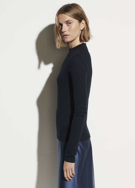 Vince Long Sleeve Half Zip Mock Neck Pullover
