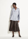 Vince Piero Blue Satin Band Collar Blouse found at PATRICIA in Southern PInes, NC