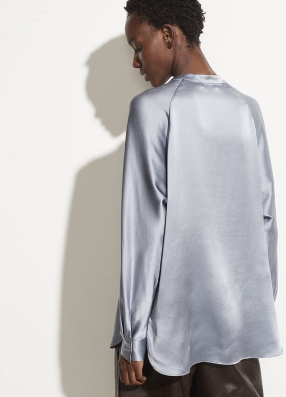 Vince Satin Band Collar Blouse