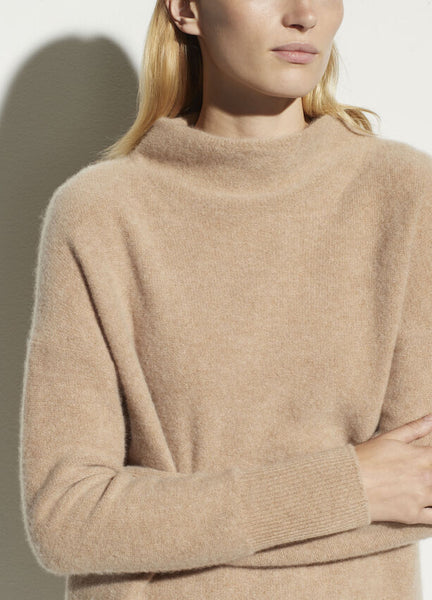 Vince Desert Clay Boiled Cashmere Funnel Neck Sweater