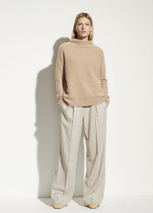  Vince Boiled Cashmere Funnel Neck Sweater in a heathered desert clay found at Patricia in Southern Pines, NC