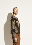 Vince Brushed Mohair Leaf Crewneck Sweater