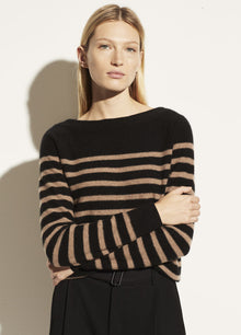  Vince Black and Chestnut Breton striped boatneck Sweater found at Patricia in southern Pines, NC