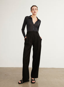  Vince Black Pleat Front Pull On Pant