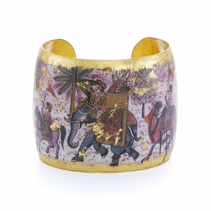 Beautiful Evocateur gold leaf cuff, available at Patricia