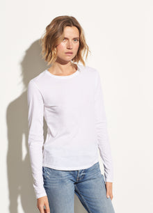  Vince Essential Long Sleeve Crew White