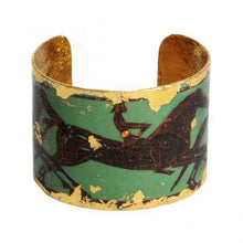  Beautiful Evocatuer green greek horses gold leaf cuff, available at Patricia
