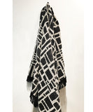 Block Print  Fringed Throw by The Oriole Mill