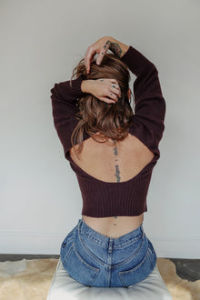  Vince Chunky Open Back Plum Cashmere Turtleneck