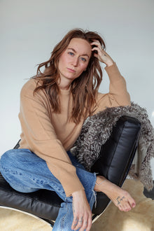  Brazeau Tricot Camel Slouchy Crewneck Sweater