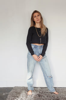  Brazeau Tricot Coal Tissue Cashmere Cropped Cardigan