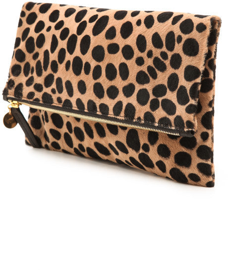 Clare V. leopard clutch