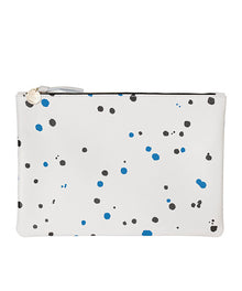  Clare V. Fold Over Clutch-White Amalfi Black/Blue Splash