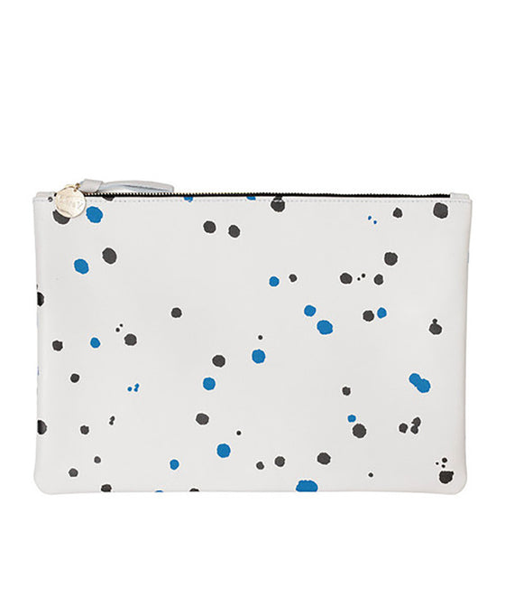 Clare V. Fold Over Clutch-White Amalfi Black/Blue Splash