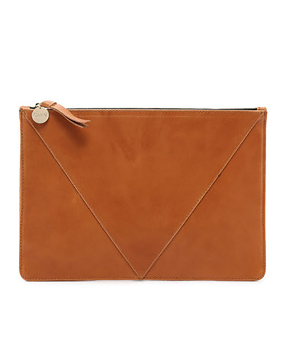 Clare V. Margot V Flat Clutch- Cuoio Vachette