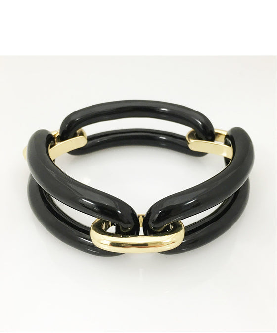 Black Jade and 18 Karat Yellow Gold Bracelet | Limited Edition