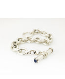 DFS Sterling Silver Handmade Cable Bracelet with Sapphire Toggle