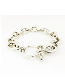 Sterling Silver Handmade Cable Bracelet with "D" Shackle Closure
