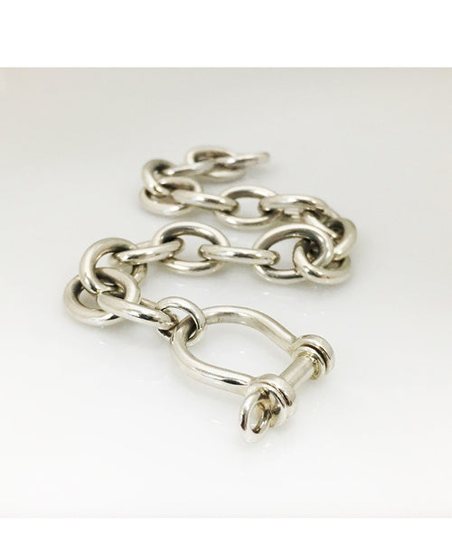 Sterling Silver Handmade Cable Bracelet with "D" Shackle Closure