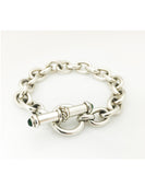 DFS Sterling Silver Handmade Cable Bracelet with Tourmaline Toggle