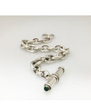 DFS Sterling Silver Handmade Cable Bracelet with Tourmaline Toggle