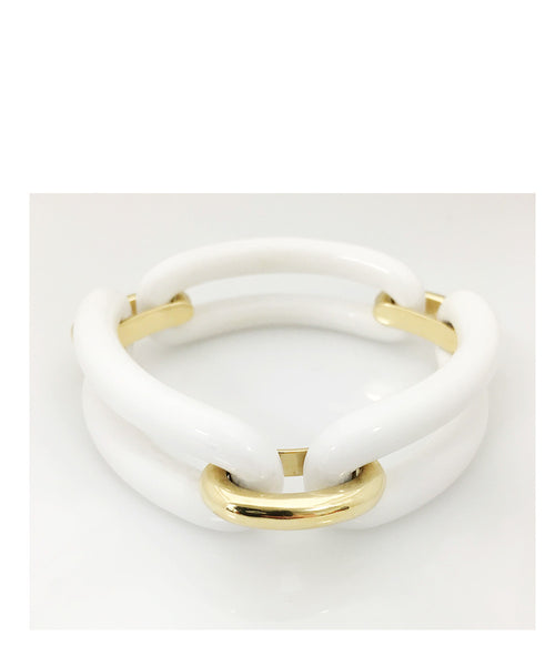 DFS 18KYG White Cacholong Bracelet