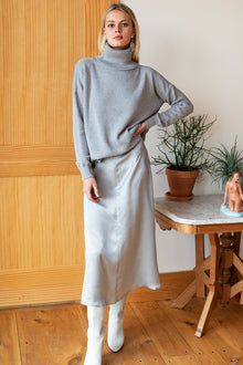 Emerson Fry Platinum Silk Midi Skirt 2