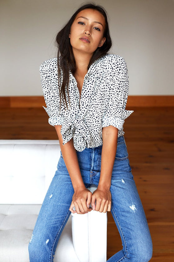 Emerson Fry Emerson Ribbons Blouse Black + White Cheetah