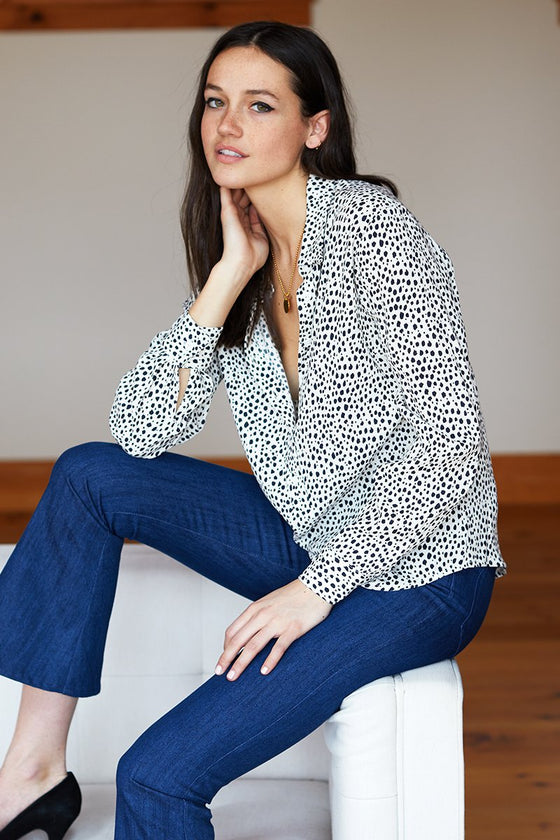 Emerson Fry Emerson Ribbons Blouse Black + White Cheetah