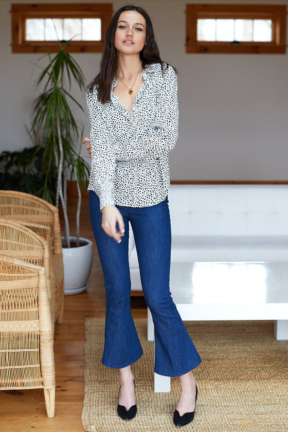 Emerson Fry Emerson Ribbons Blouse Black + White Cheetah