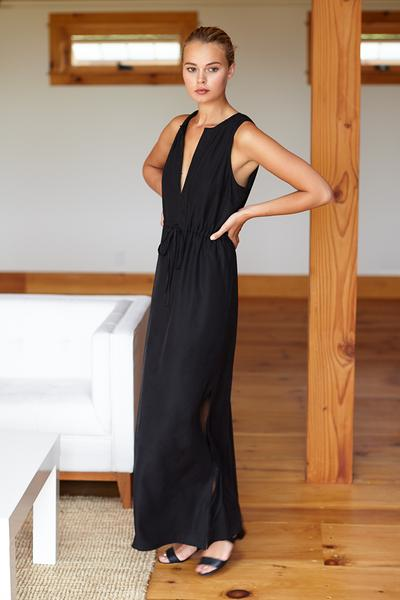 Black Grecian inspired dress, long