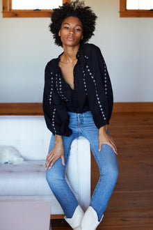  Emerson Fry Bardot Top Black Embroidered