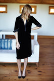 women's shirtdress in black velvet by Emerson Fry