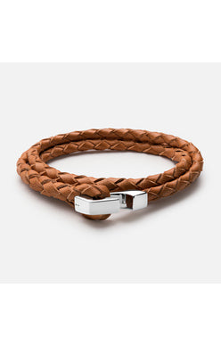 Miansai Tan Leather Ipsum Wrap Bracelet with a Sterling Hook