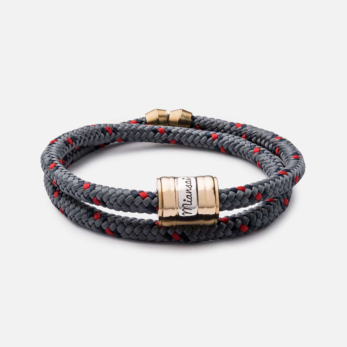 Miansai Charcoal Gray Casing Rope Bracelet with Brass Closure